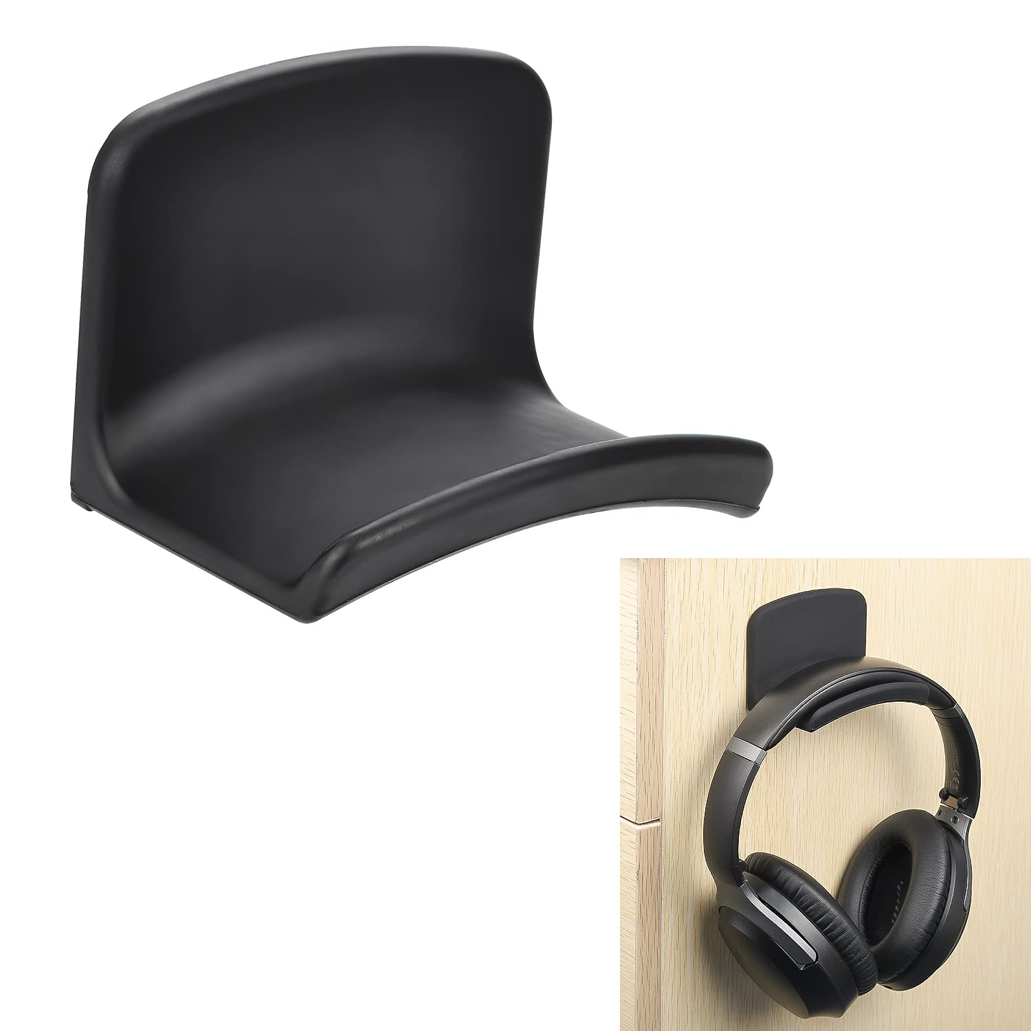 Neetto Wall Mount Headphone Hanger Holder - Under Desk Headset Hook Stand for Sennheiser, Sony, Bose, Beats, AKG, Audio-Technica Gaming Headphones & Earphones - Cable Organizer (HS907) - Perfect for Gaming Setups, Office & Home Use