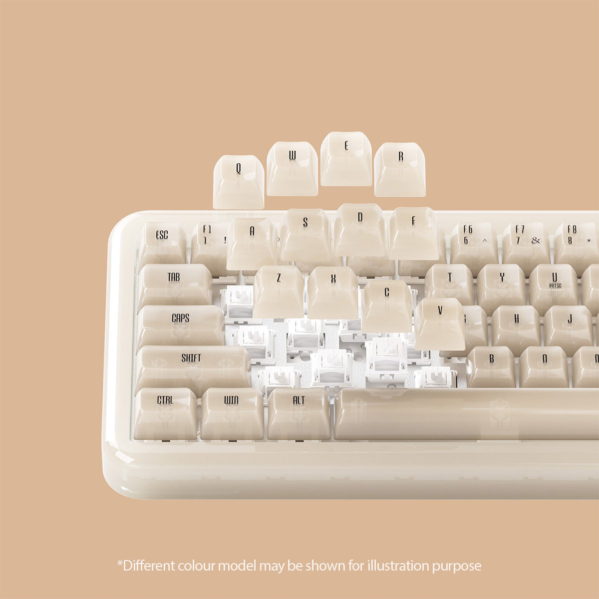 Akko YU01 65% Wireless Mechanical Keyboard - Resin White Jade Design, RGB Backlit, Hot-Swappable Piano Pro Switch for Gaming & Typing | Compact Bluetooth Keyboard for PC, Mac, Office & Home Use