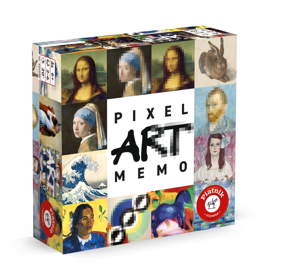 Piatnik 6690 Pixel Art Memory Game - Match Original & Pixelated Images for Family Fun