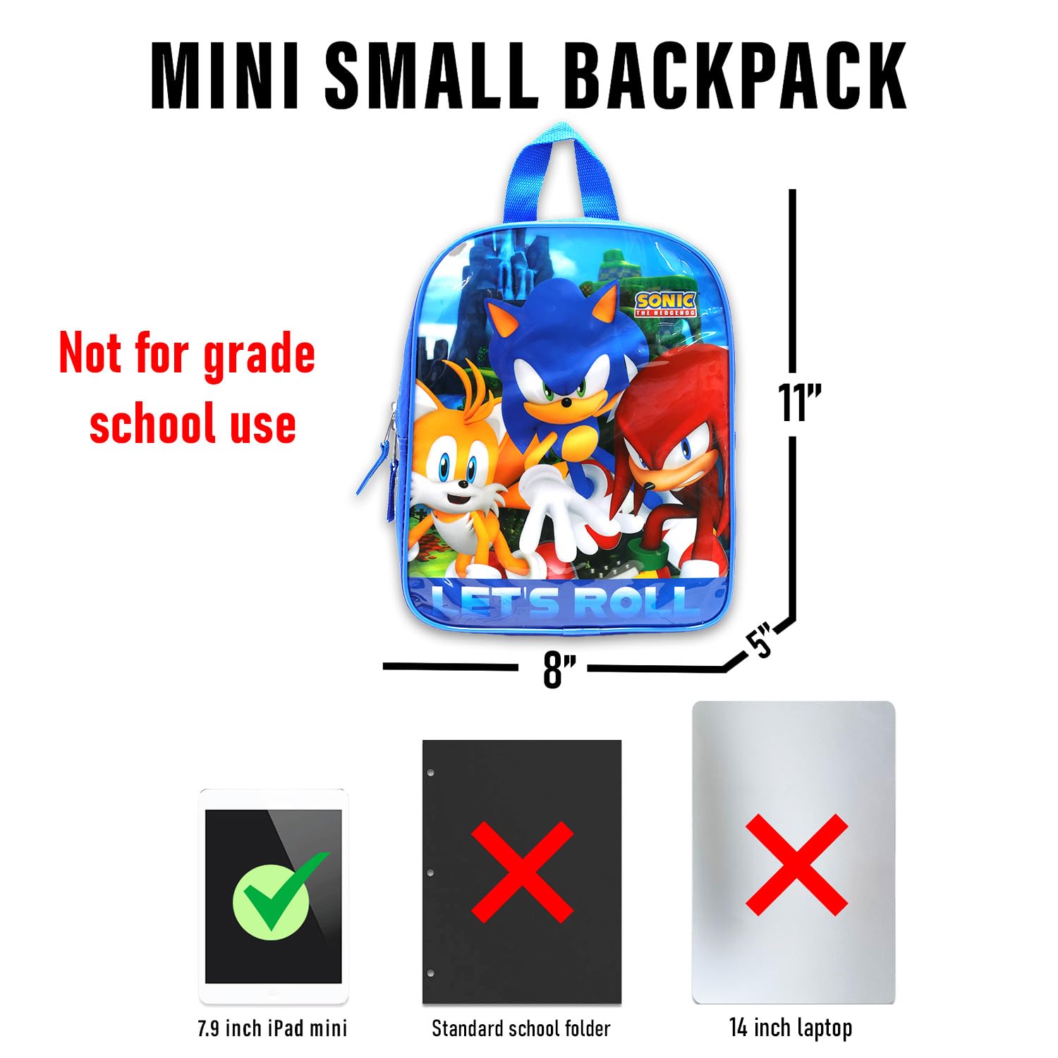 Sonic the Hedgehog Mini Backpack Set for Kids with Lunch Box, 11