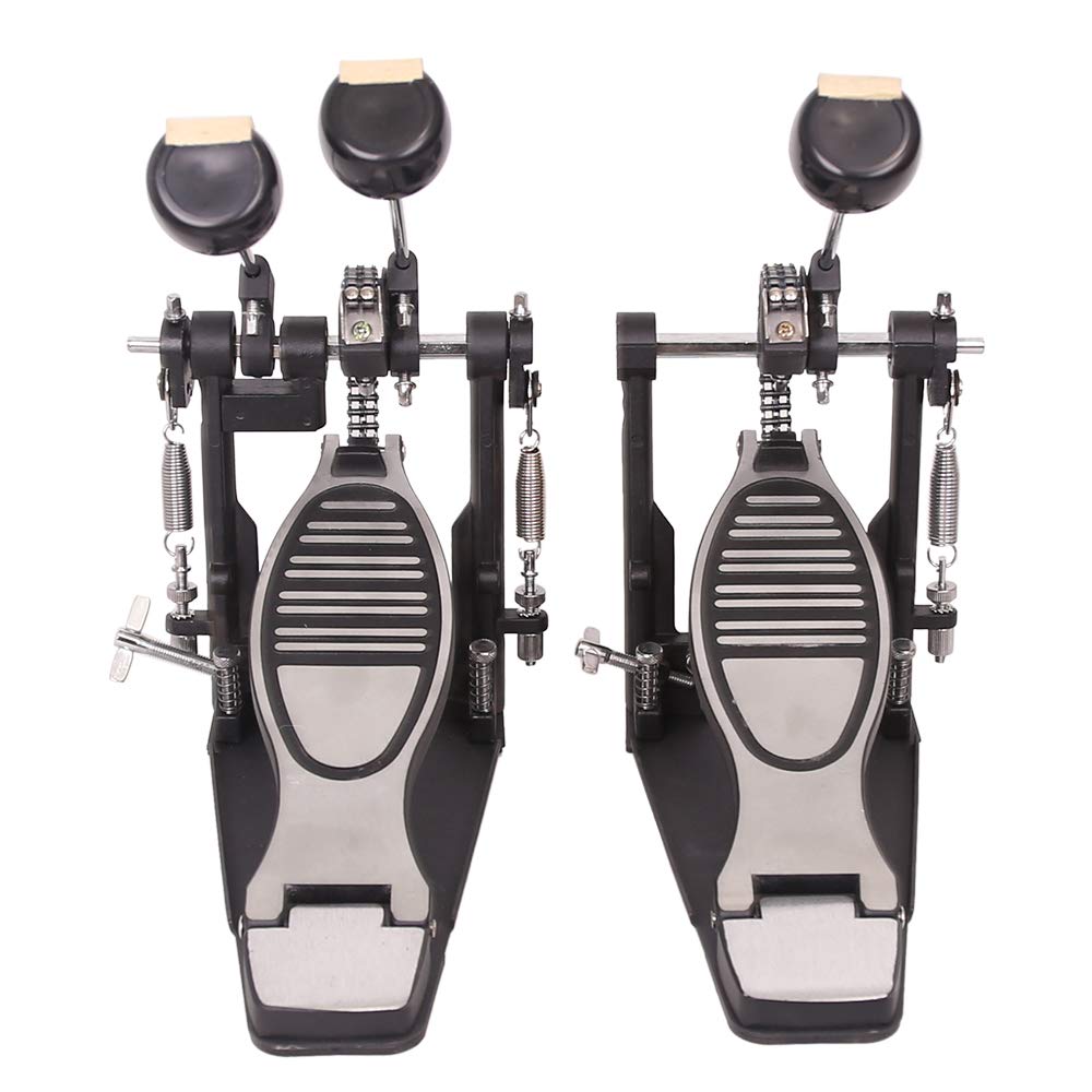Professional Double Bass Drum Pedal with Chain Drive - Heavy Duty Double Kick Drum Pedal for Drum Set, Includes 3 Drum Beaters & Drum Key - Perfect for Rock, Metal & Live Performances