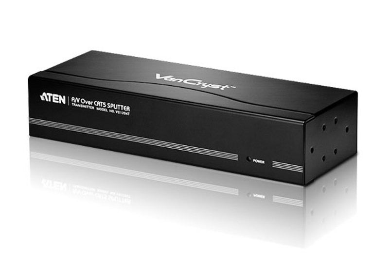 Aten VS1204T 4-Port Cat5 VGA Splitter with Audio Support | 300m Range | 1920x1200@60Hz Resolution | Deskew (VE170RQ) | Ideal for Office Presentations, Classroom Teaching & Multi-Monitor Setups