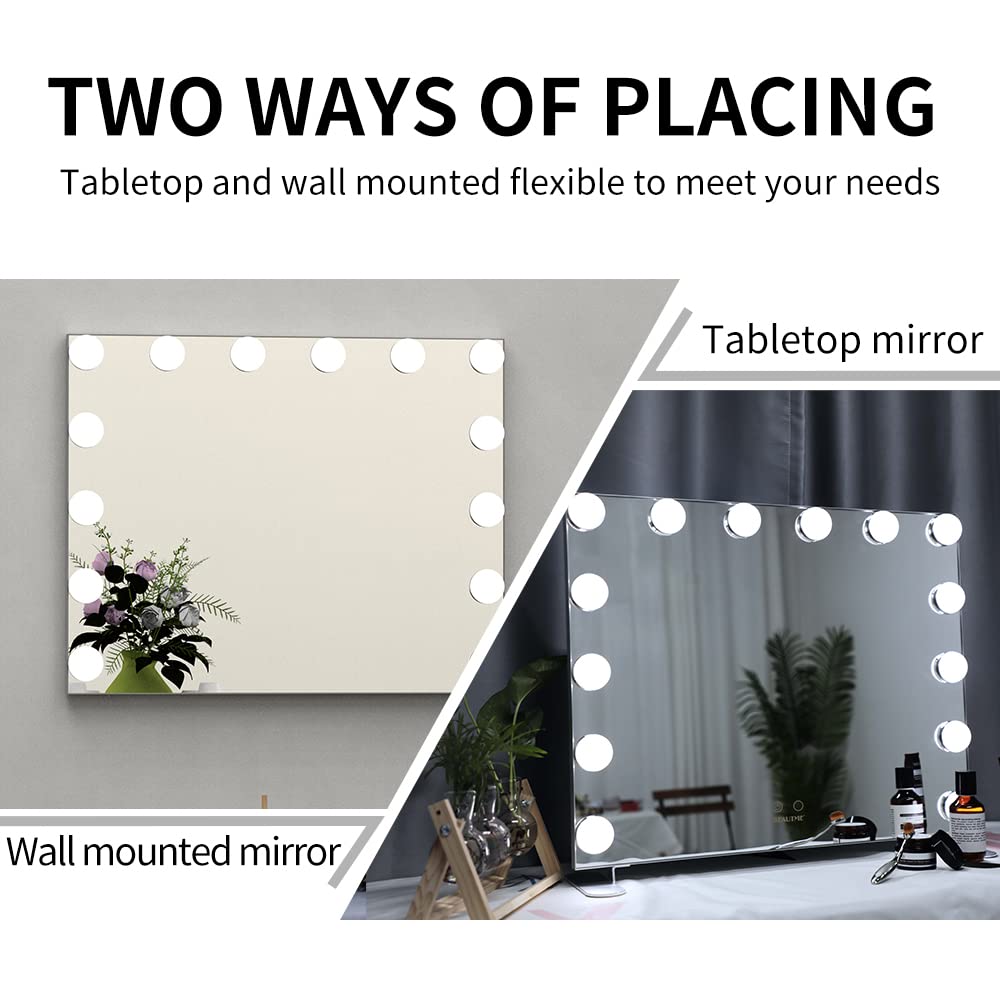Nitin Lighted Vanity Mirror with Touch Control - Hollywood Makeup Mirror with LED Lights, Adjustable Brightness, Tabletop or Wall Mounted (Silver) - Perfect for Makeup Application, Skincare Routine & Home Decor