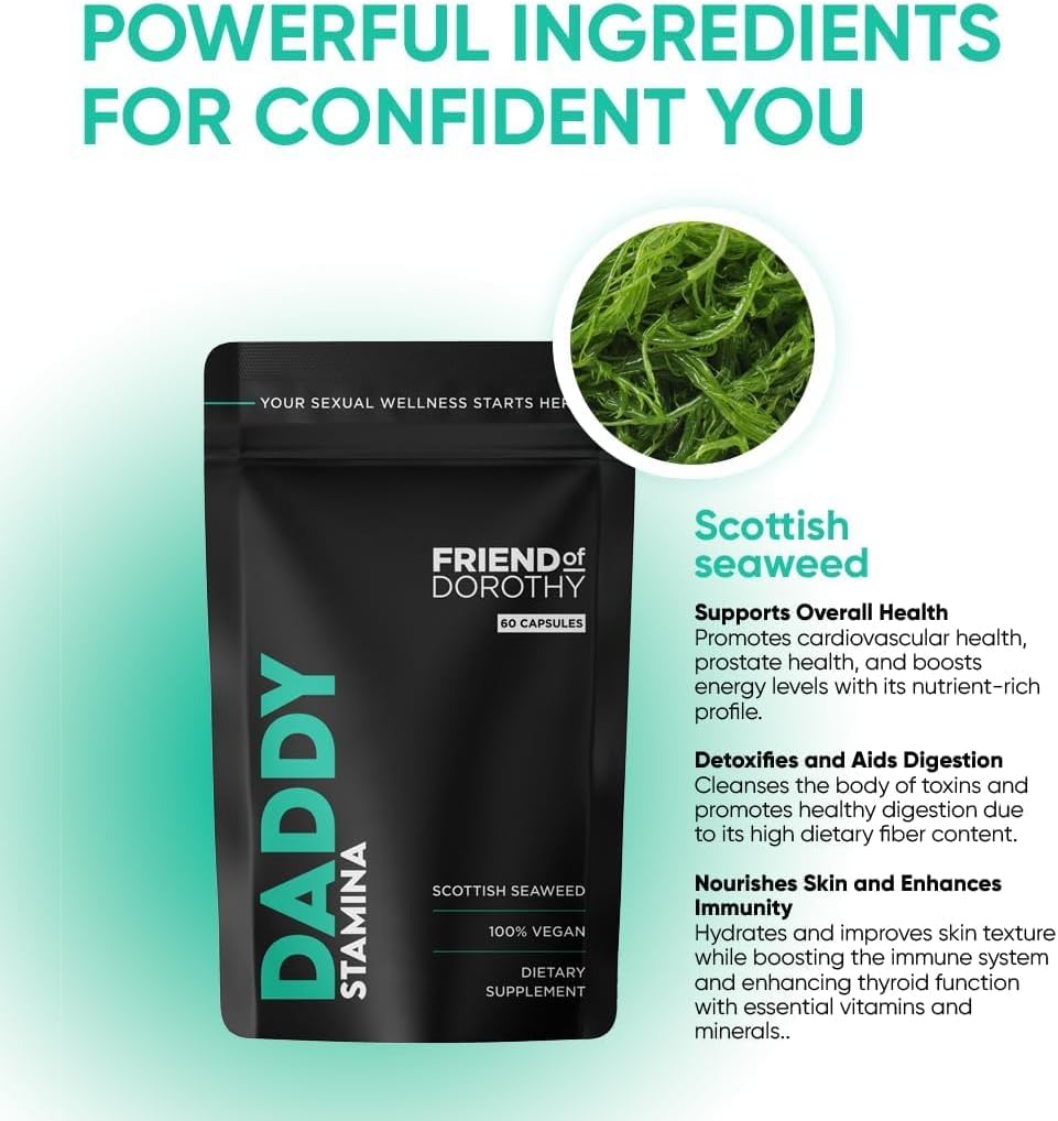 Daddy Stamina Sea Moss Capsules - Pure Organic Seaweed Supplement for Energy, Skin Health & Anti-Aging | Natural Immune Booster for Men | Supports Vitality, Endurance & Wellness (60 Capsules)