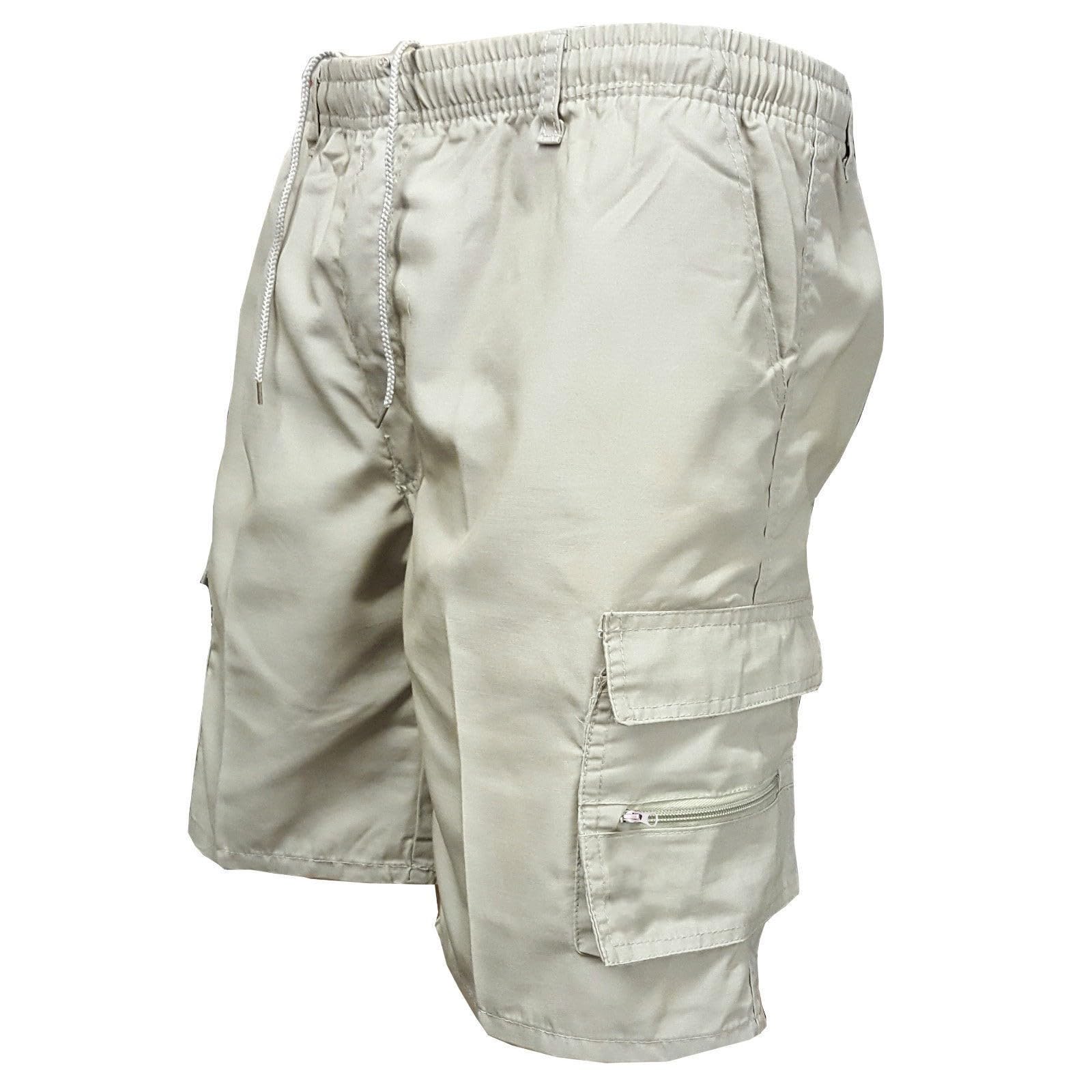 **Men's Cargo Shorts - Relaxed Fit Summer Shorts with Multiple Pockets, Elastic Waist & Drawstring - Plus Size Available - Perfect for Hiking, Travel & Casual Wear**
