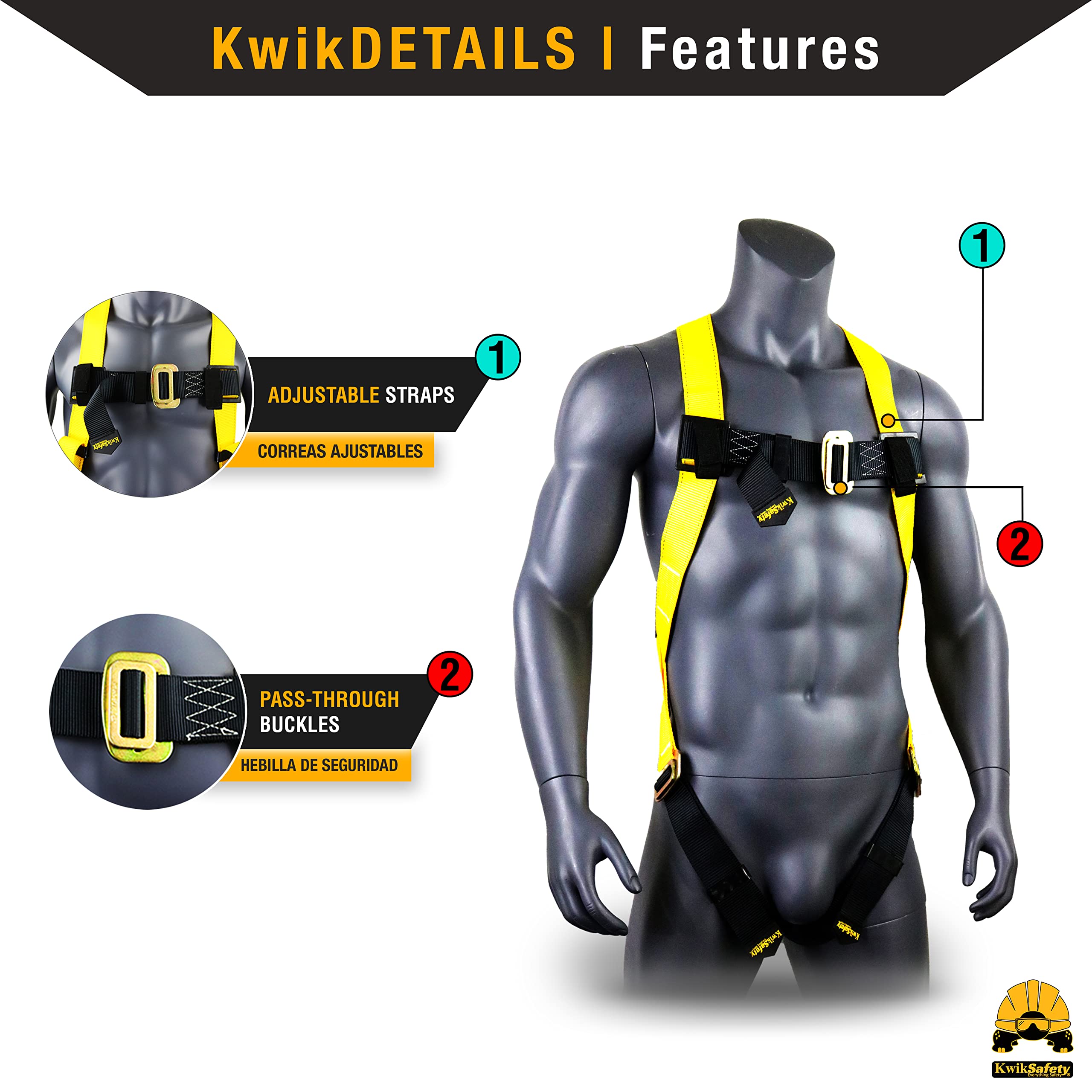 KwikSafety ANSI & OSHA Certified Fall Protection Equipment Bundle - Roof Anchor, 50' VLA, 6' Safety Lanyard, Cross Arm Strap, 1D Ring Full Body Harness & Tool Lanyard | Roofing Safety Gear for Construction Workers & DIY Home Projects