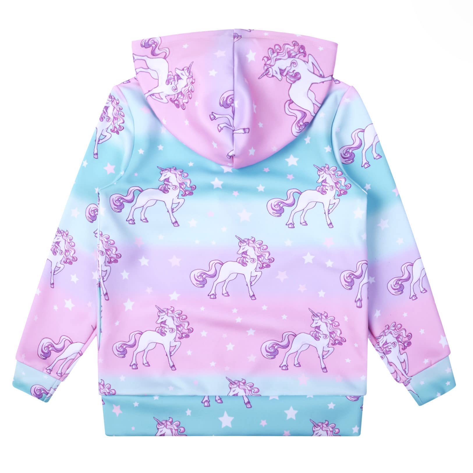Unicorn Zip Up Hoodie for Girls with Pockets - Cute Pullover Sweatshirt for School, Playdates & Outdoor Activities