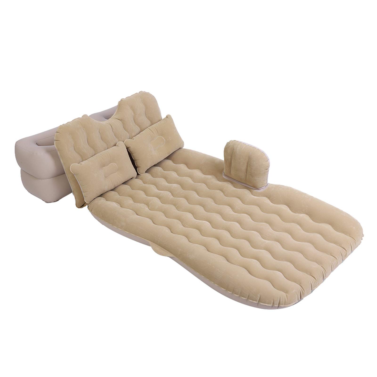 Black / Beige Inflatable Car Mattress for SUV & Van - Soft Touch Airbed for Rest, Sleep, Travel & Camping - Includes Electric Air Pump & 2 Air Pillows (Beige) - Perfect for Road Trips, Outdoor Adventures & Quick Naps