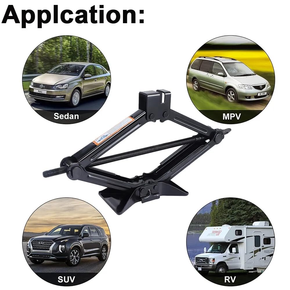 2 Ton (4400 lbs) Universal Car Scissor Jack Kit with Lug Wrench - Emergency Tire Changing Tool for Car, SUV & MPV - Perfect for Roadside Assistance & Flat Tire Repair