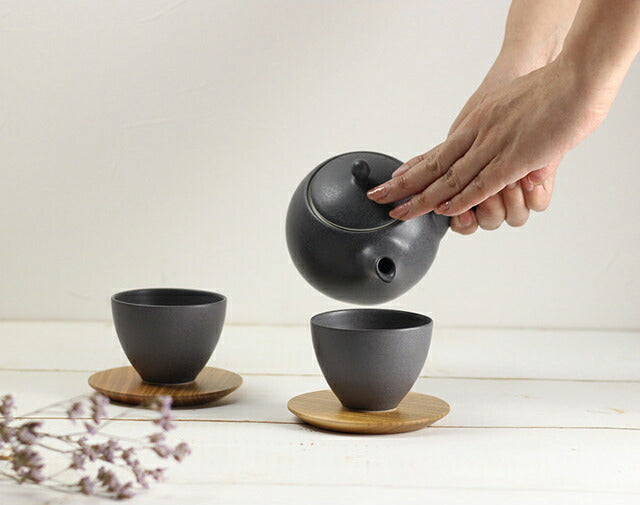 Premium Yui Wooden Handle Teapot - 330ml Ceramic Teapot with Ink Design - Perfect for Japanese Tea Ceremony, Afternoon Tea & Home Decor