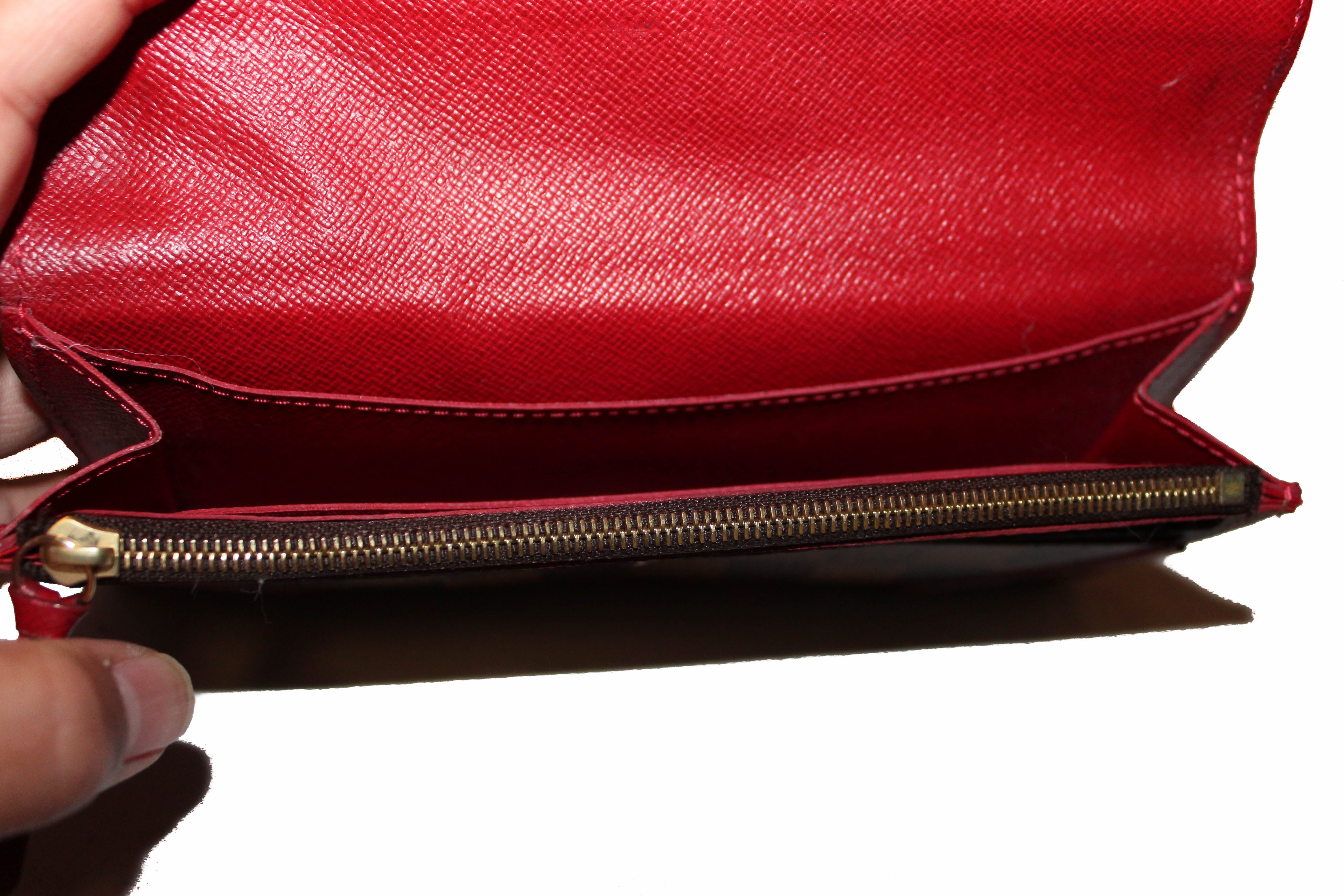 Authentic Louis Vuitton Damier Ebene Red Caissa Wallet for Women | Genuine Leather Luxury Bifold Wallet | Perfect Gift for Birthday, Anniversary & Travel