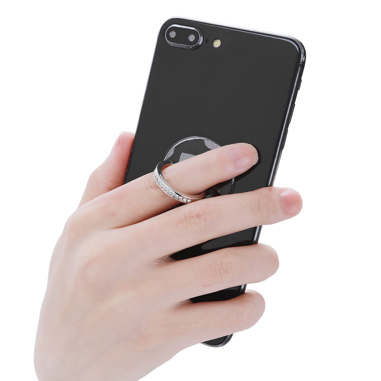 Cobee Finger Kickstand Cell Phone Ring Holder - 2 Pack Transparent Diamond Bling Phone Grip with 360° Rotation, Clear Glitter Finger Mount for iPhone Samsung & Smartphones - Perfect for Hands-Free Viewing, Selfies & Secure Grip