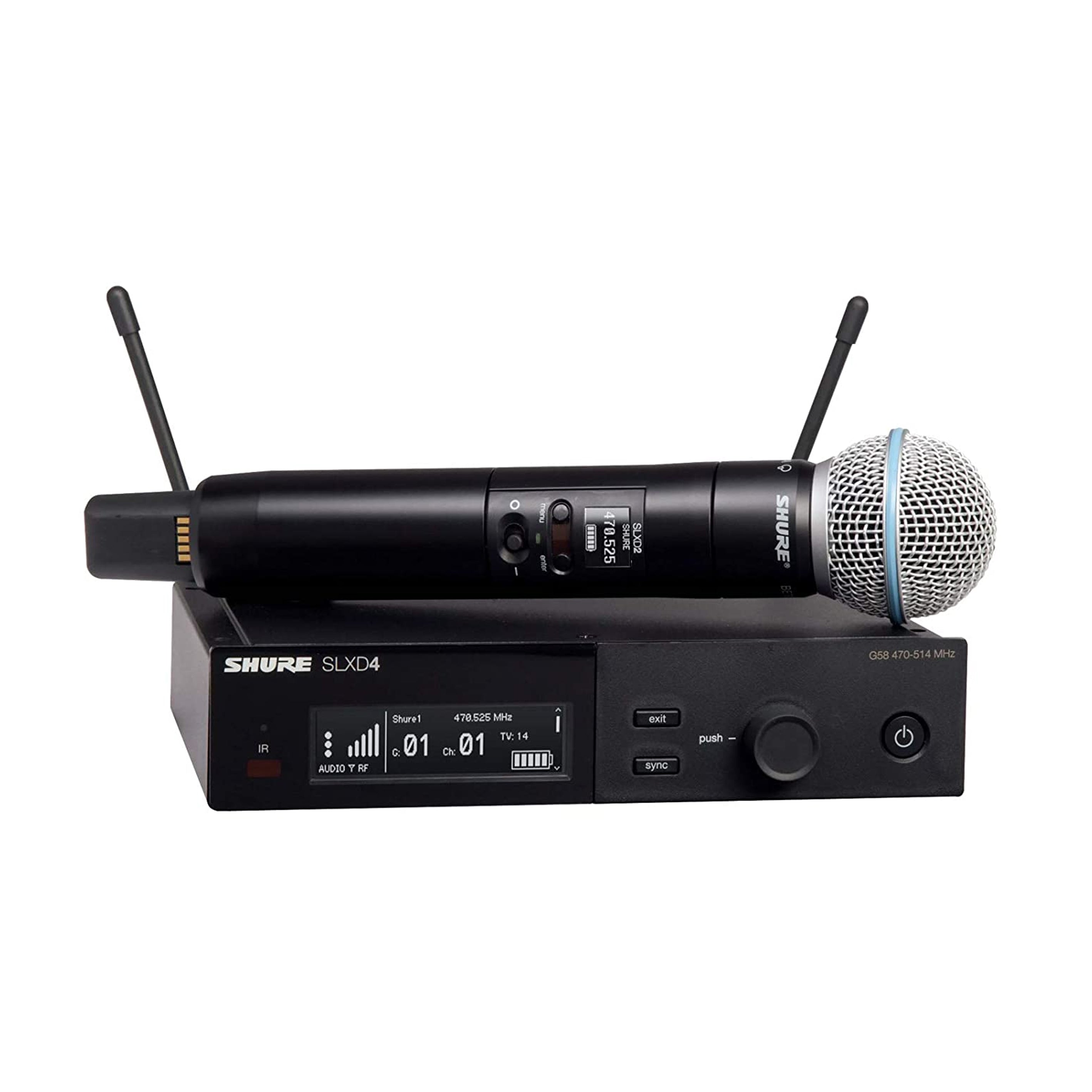 Shure SLXD24/BETA58 Wireless Microphone System with BETA58 Vocal Mic - Ideal for Live Performances, Studio Recording, and Public Speaking