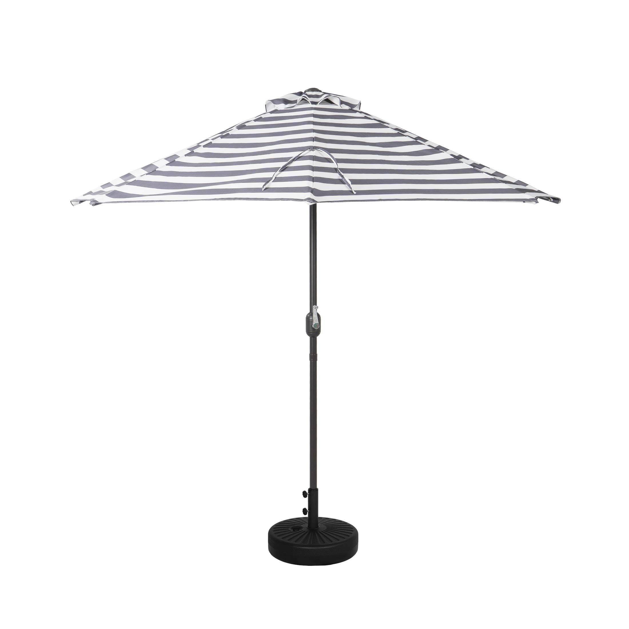 WO Home 9 FT Half Outdoor Market Table Umbrella with Weighted Base Kit - Perfect for Patio, Deck, and Garden Shade
