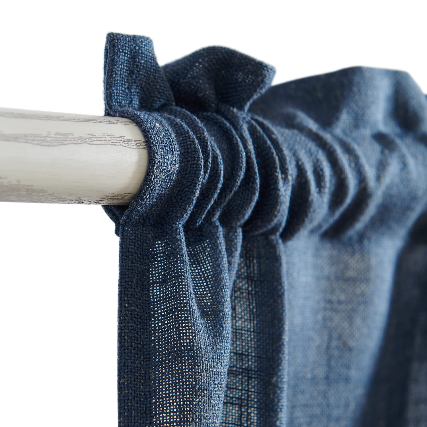 Jinchan Linen Valance Curtain - 18 Inch Rod Pocket Window Treatment for Kitchen & Living Room - Farmhouse Rustic Flax Linen Textured Valance Panel in Indigo Blue - Perfect for Small Windows, Country Style Home Decor