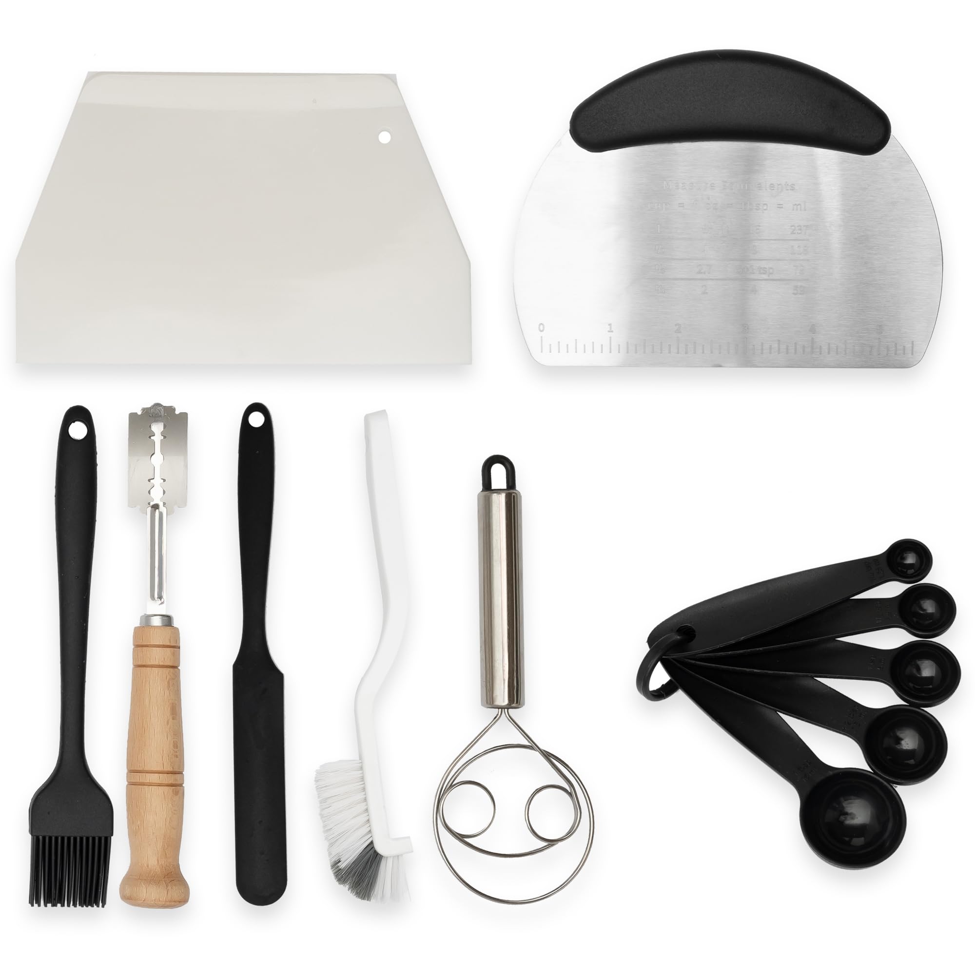 **Complete Sourdough Starter Kit - Bread Baking Supplies with Jar, Banneton Basket, Scraper, Whisk & Lame | Perfect for Homemade Artisan Sourdough Bread & Gifts**    *(Use Cases: Ideal for beginners, home bakers, sourdough enthusiasts, and DIY bread-making gifts.)*