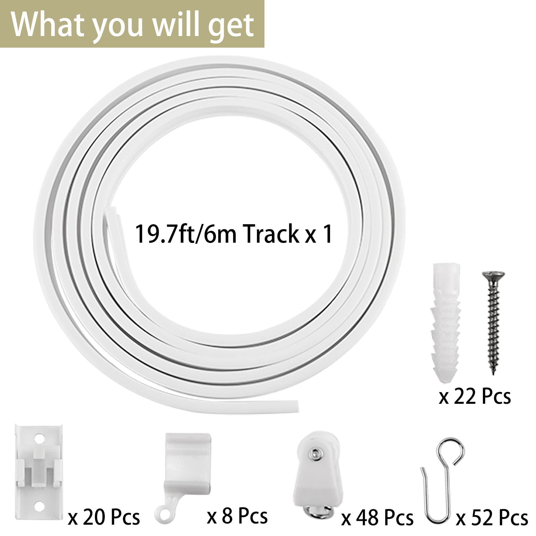 Premium Ceiling Curtain Track System - Flexible & Durable Design for Smooth Gliding - Perfect for Shower Enclosures, RV Room Dividers, Windows & Home Decor - Enhances Privacy & Modern Aesthetics in Bedrooms, Living Rooms & Commercial Spaces
