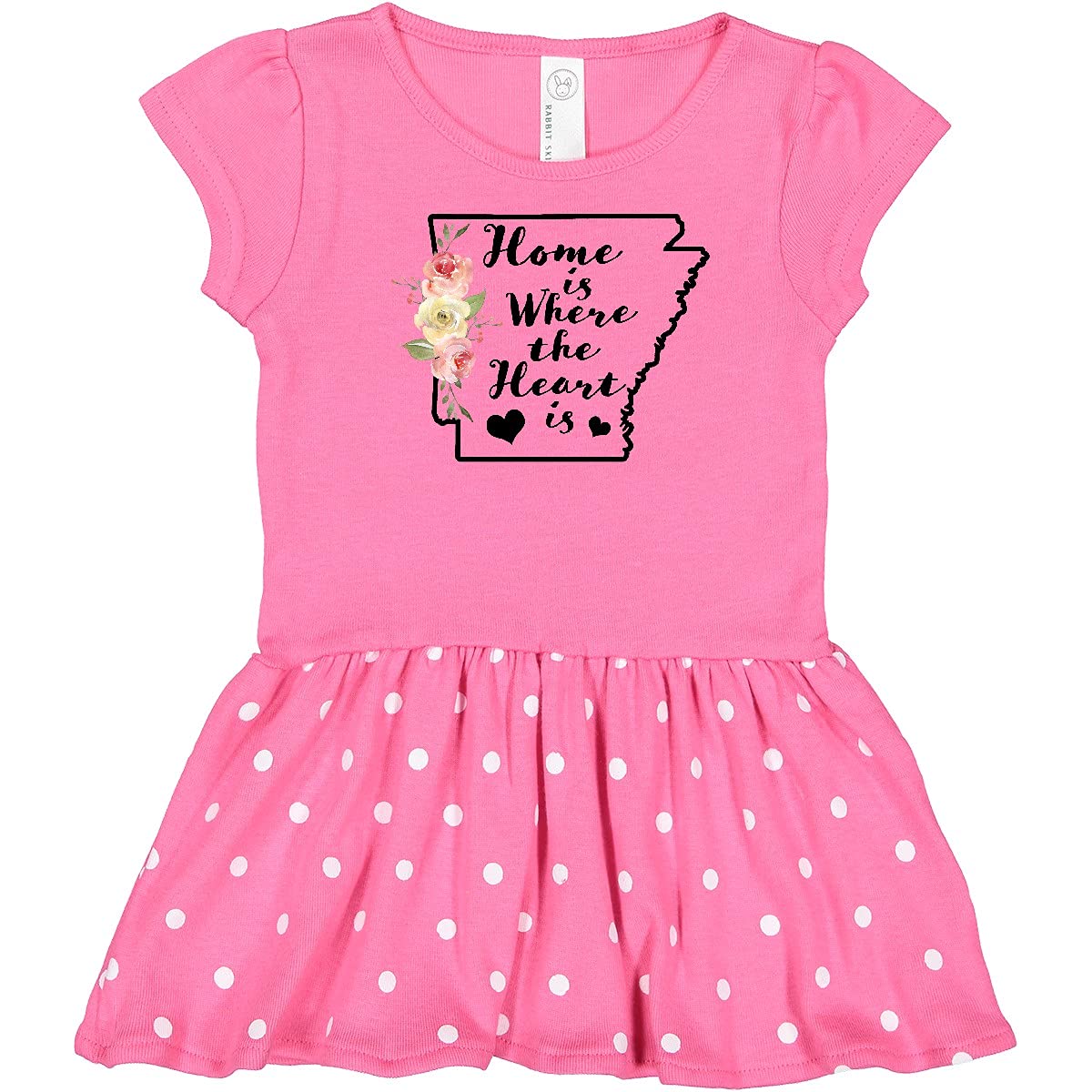 Inktastic Arkansas Home Where The Heart Is Watercolor Floral Infant Dress - Soft Cotton Baby Girl Outfit for Special Occasions & Family Photos