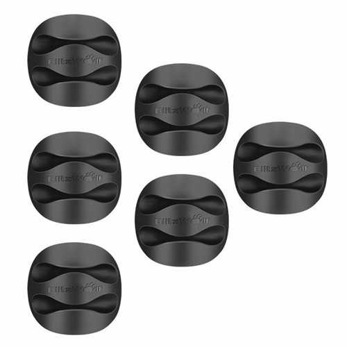 BlitzWolf BW PM1 6-Pack TPU Cable Clips - Multipurpose Cord Management System for Desk, Wall & Home Office Organization - Strong Adhesive Wire Holders for TV, Computer & Charging Cables
