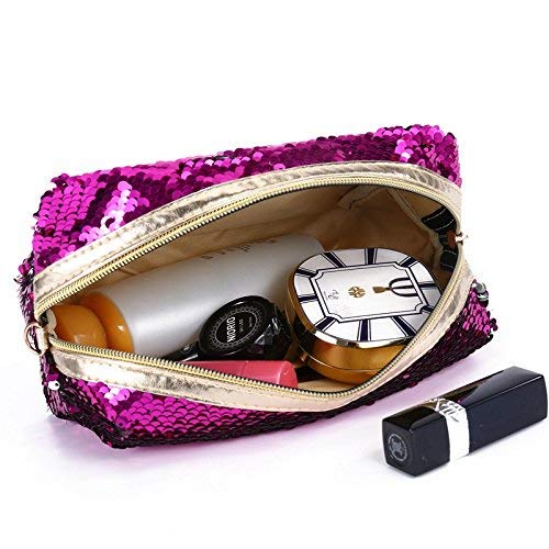 Veena@® Sequin Pouch with Foam Insert - Pen & Pencil Case, Key Pouch, Makeup Cosmetic Bag for Women & Girls | Changeable Colors, Best Gift Idea for School, Office, Travel & Daily Use - AQ12
