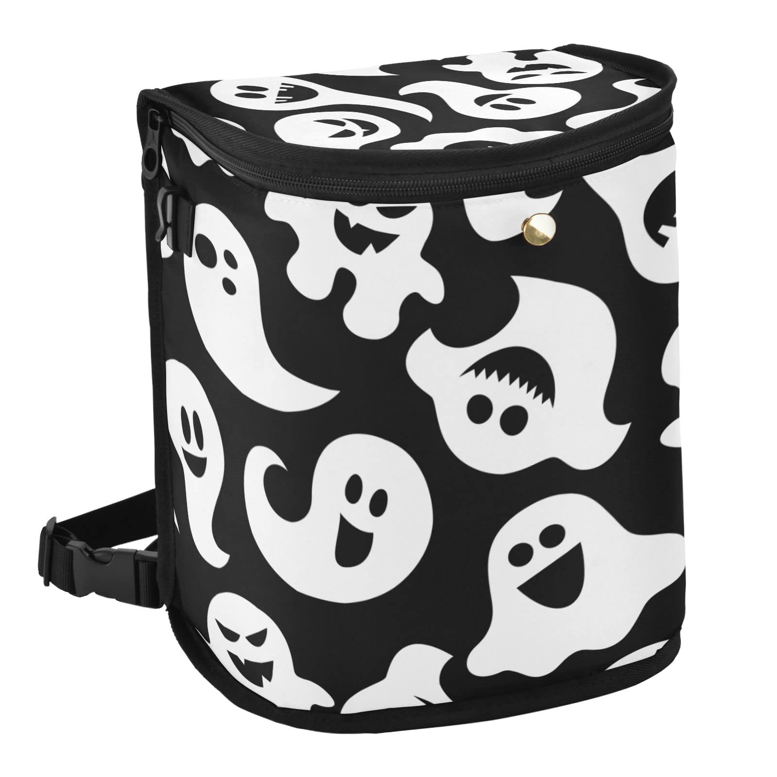 Waterproof Halloween Ghost Car Trash Can with Zipper Lid - Leak Proof Hanging Car Organizer Bag for Storage & Waste Containment | Perfect for Road Trips, Commuting & Holiday Decor