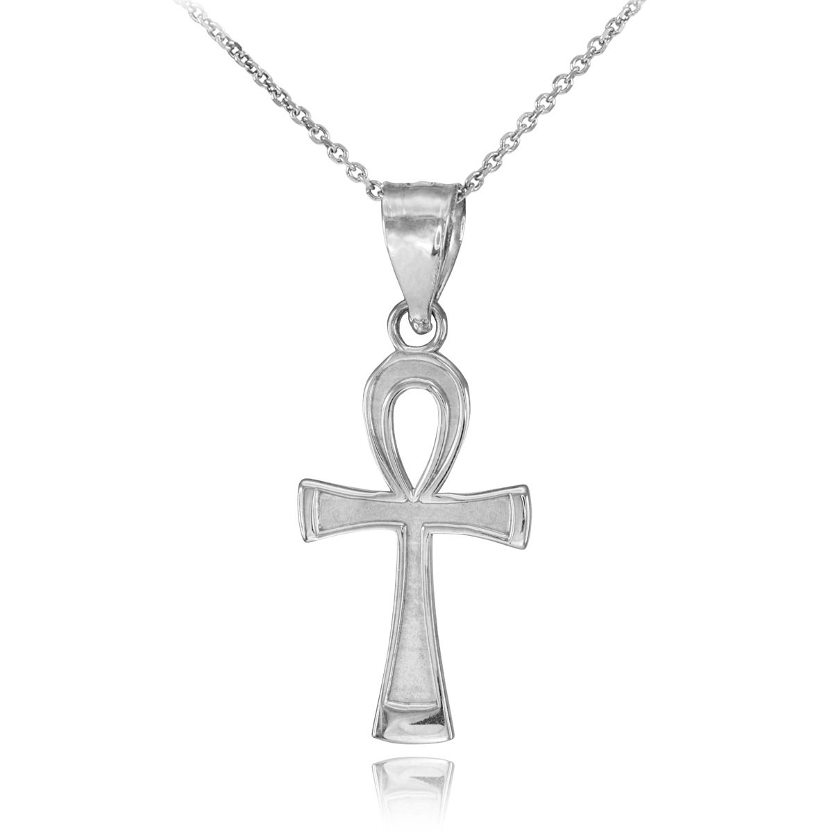 14K White Gold Egyptian Ankh Cross Charm Pendant Necklace for Women - Ancient Symbol of Life & Protection - Perfect for Gifts, Spiritual Jewelry & Everyday Wear