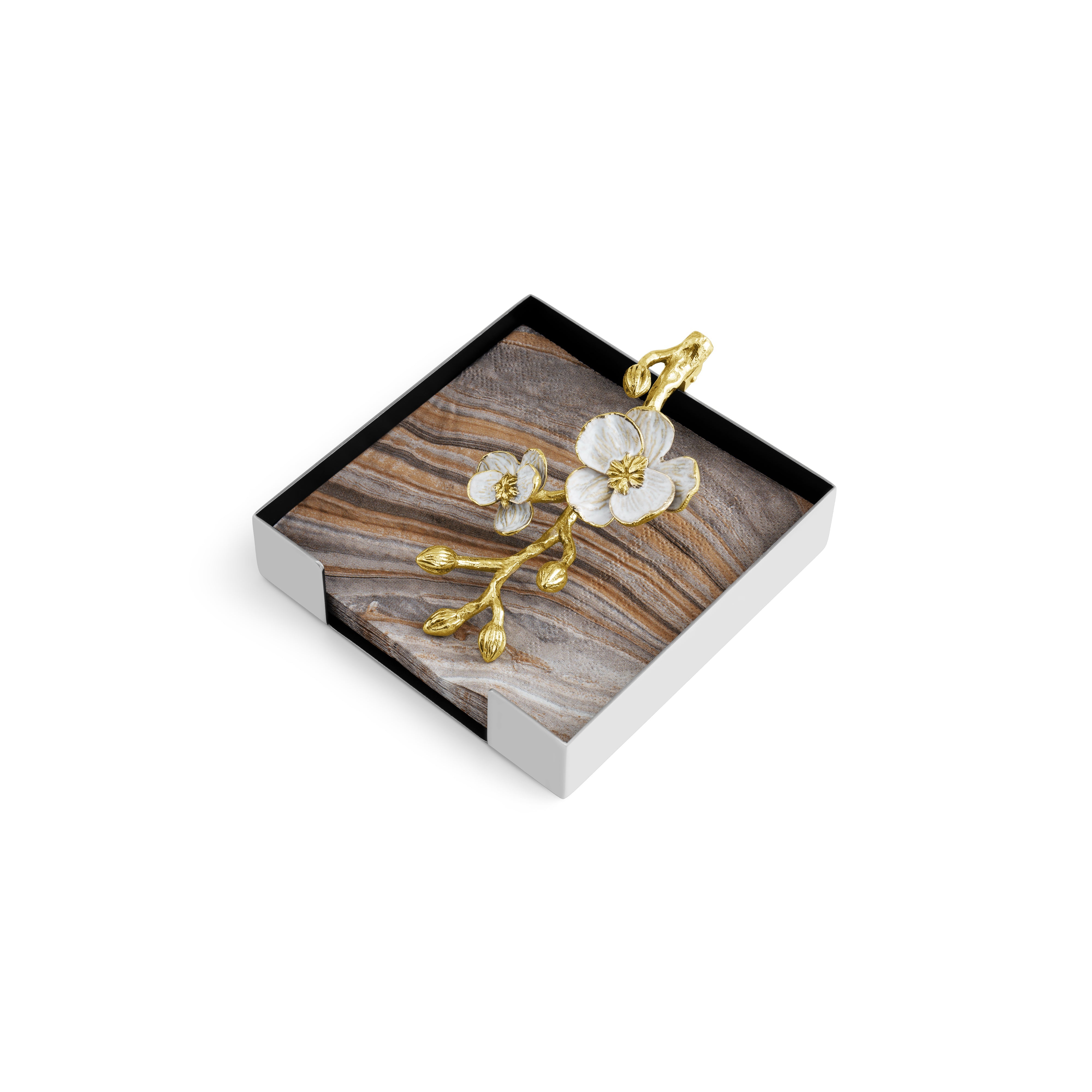 Elegant Orchid Cocktail Napkin Holder - Floral Design Tableware Organizer for Parties, Weddings & Home Decor