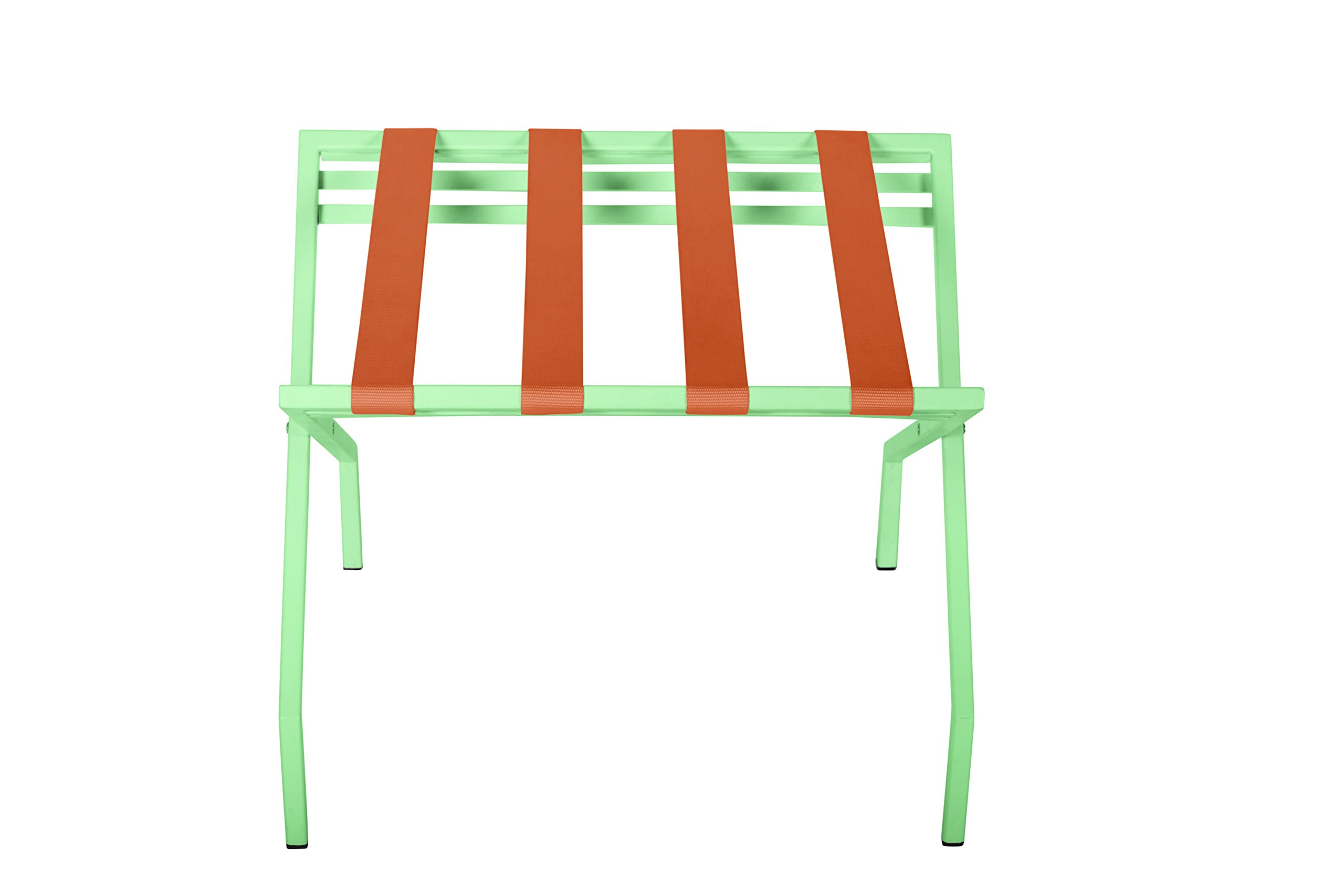 Innit Designs 11.16.10n Suba Nylon Strapped Luggage Stand - Orange on Mint Color - Durable Travel Suitcase Holder for Hotels, Airports & Home Storage