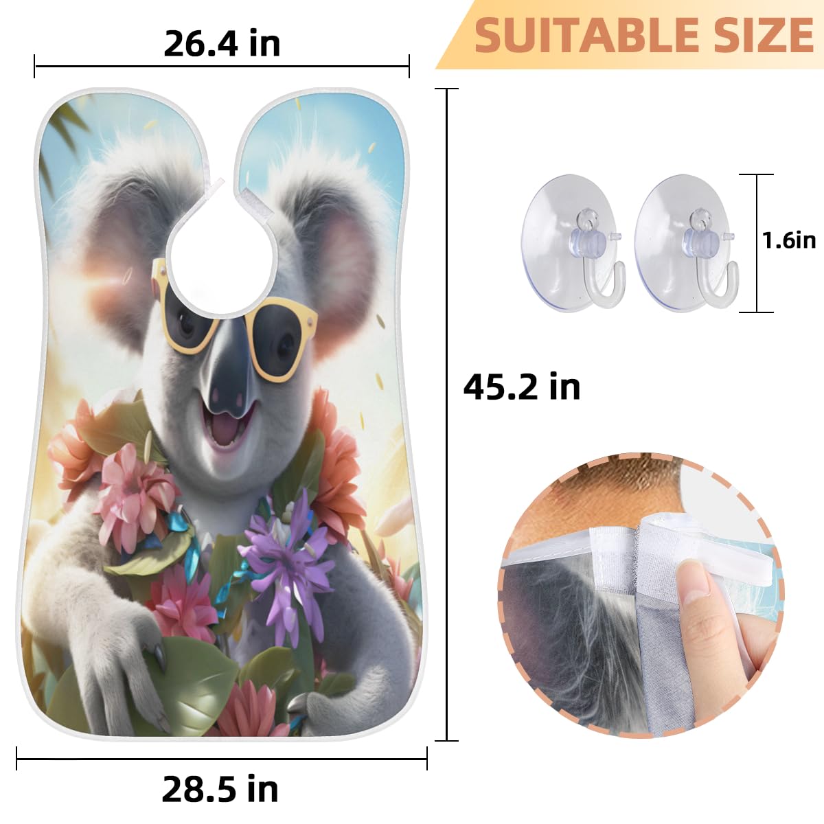 **Koala Sunglasses Beard Shaving Bib for Men & Women - Waterproof Hair Dye Apron, Makeup Cape, Barber Accessories - Sink Hair Catcher for Beard Trimming & Haircut - Perfect for Salons, DIY Grooming & Gifts**