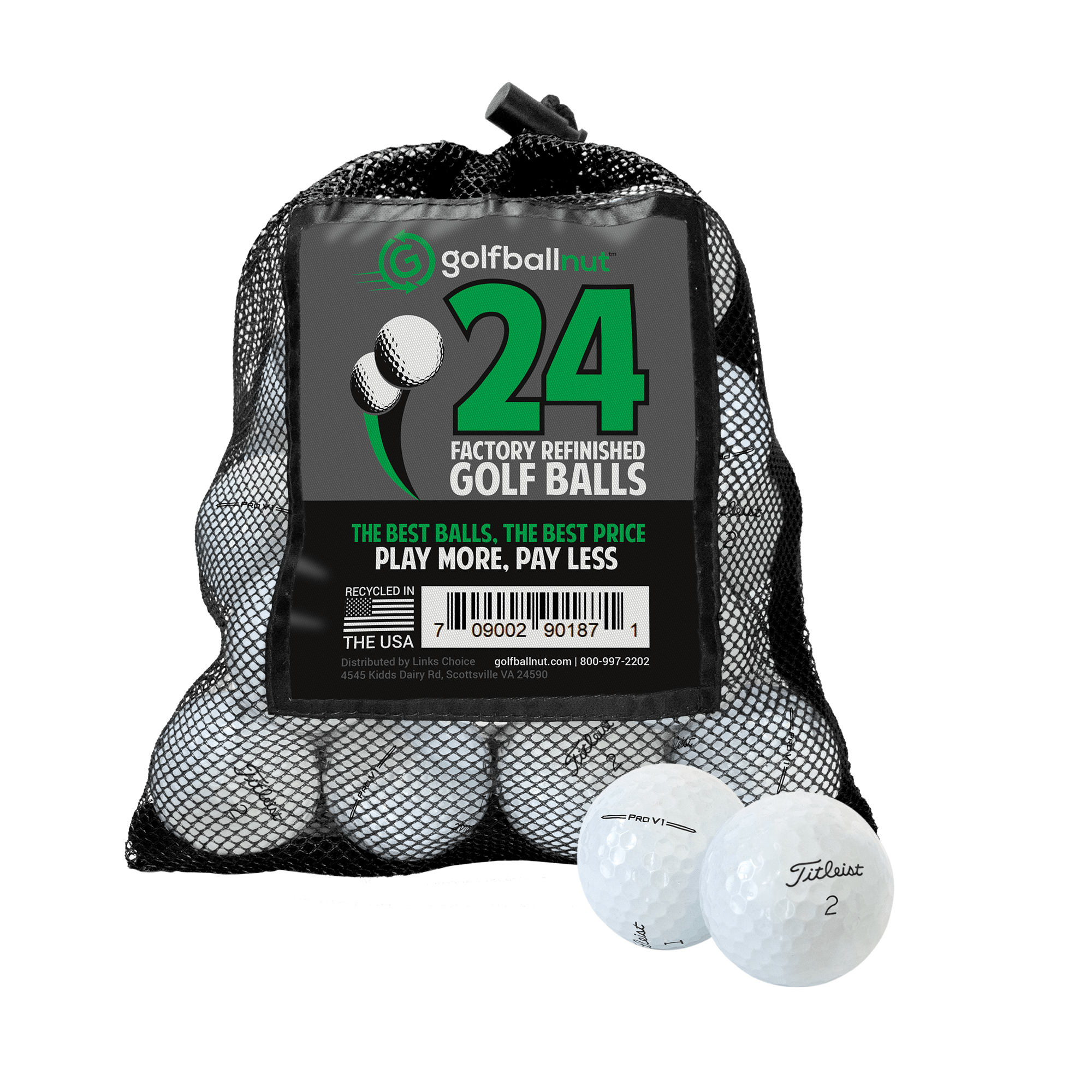 Premium Titleist Pro V1 2022 Refinished Golf Balls - Mint Condition with Mesh Bag | High Performance for Tournaments & Practice Rounds