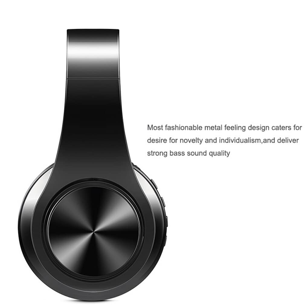 Nilioyul HiFi Stereo Wireless Bluetooth 5.0 Headphones - Noise Cancelling Over-Ear Headset with Mic for Laptop, PC, Mobile Phone (Black Gold) | Perfect for Gaming, Music, Work & Travel