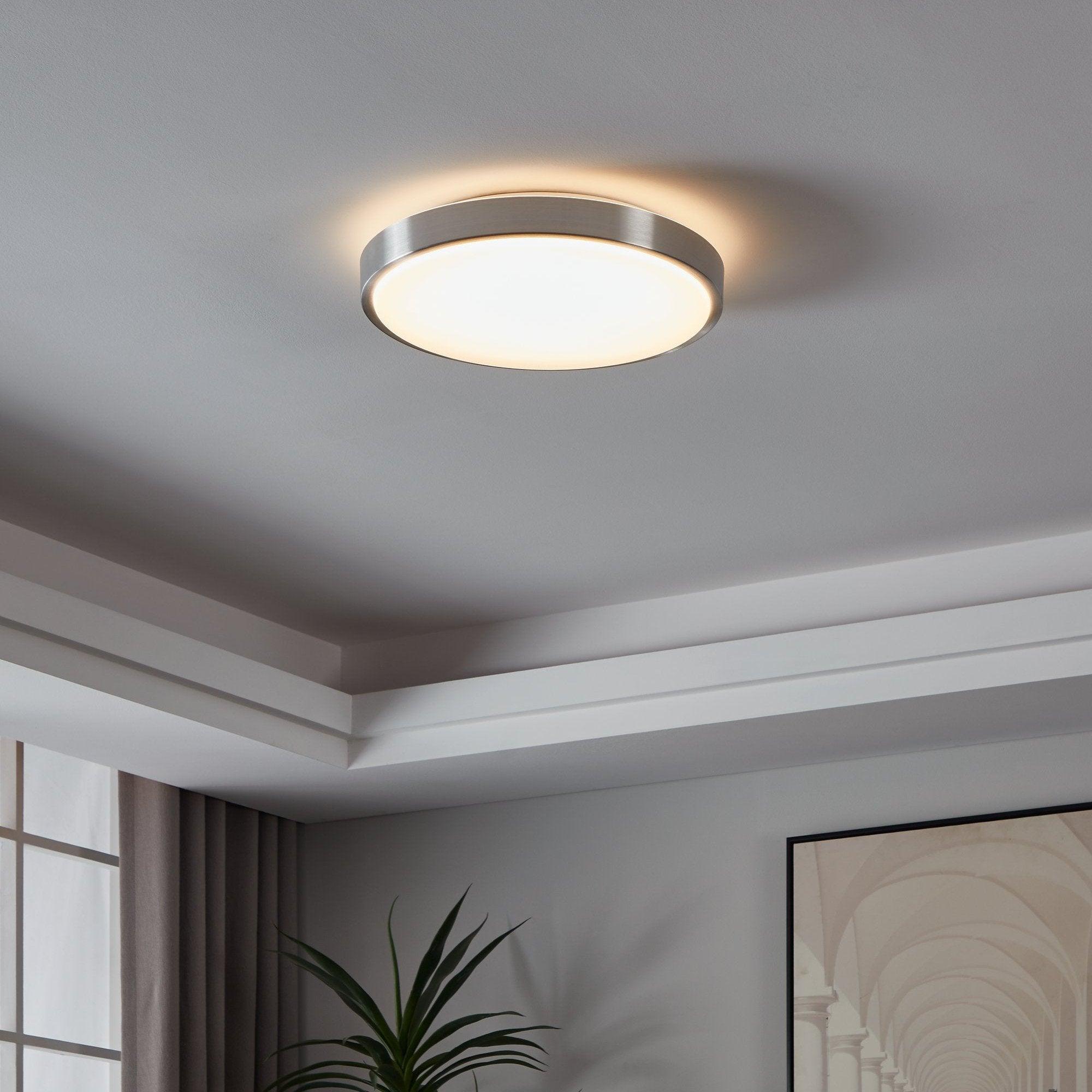 Eglo Competa 1 Nickel Round LED Flush Mount Ceiling Light Fixture 43cm - Modern Lighting for Bedroom, Kitchen, Hallway & Office