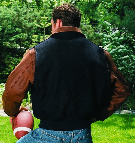 REED Men's Executive Leather & Wool Varsity Jacket - Premium USA-Made Business Casual Outerwear for Office, Meetings & Smart Casual Events