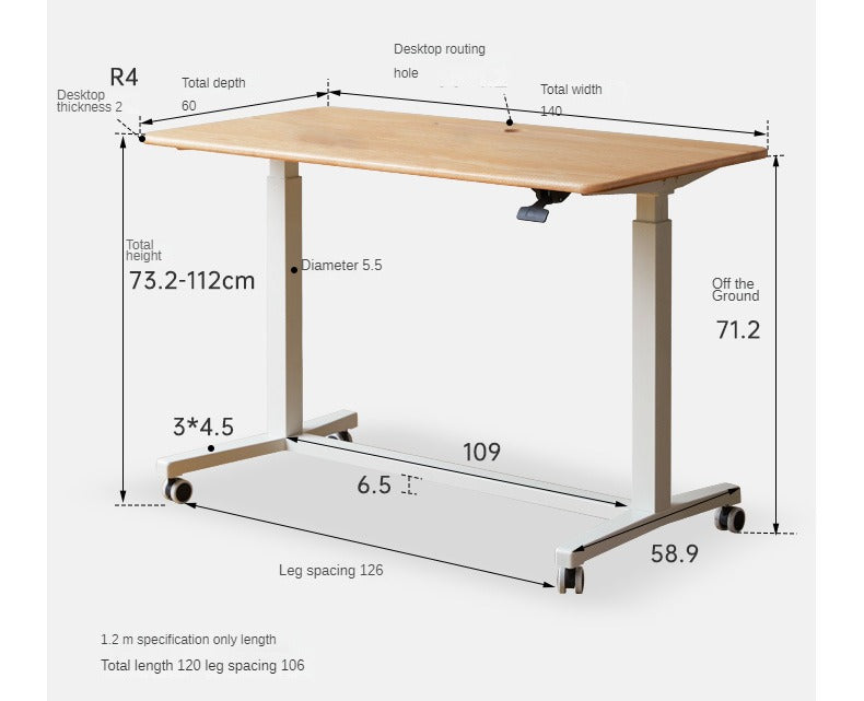 Solid Oak Wood Standing Desk for Home Office - Adjustable Height Mobile Workstation for Ergonomics & Productivity - Perfect for Remote Work, Study, and Small Spaces