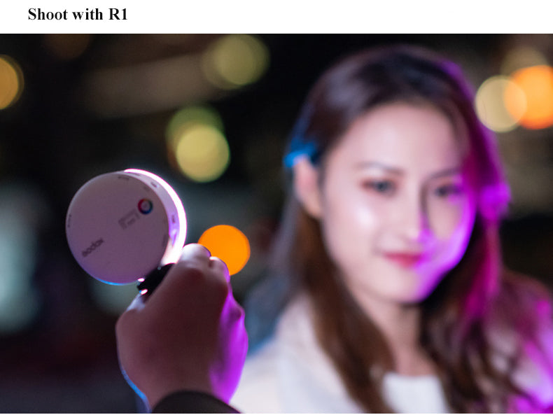 Godox R1 RGB Round LED Photography Light - Portable Continuous Lighting for YouTube, Vlogging, Studio & Product Photography