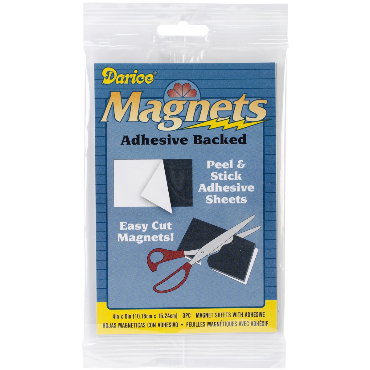 Darice 3-Piece Sticky Back Magnet Sheets - Strong Adhesive Flexible Magnetic Strips for DIY Crafts, Refrigerator Organization & Whiteboard Projects (Black)