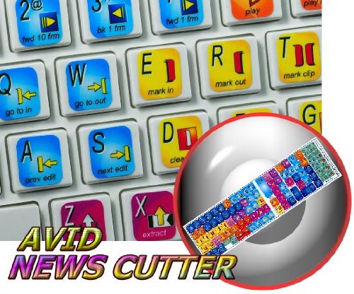 AVID News Cutter Keyboard Shortcut Stickers - Professional Video Editing Shortcut Labels for Fast Editing Workflow (Perfect for Adobe Premiere, Final Cut Pro, DaVinci Resolve)