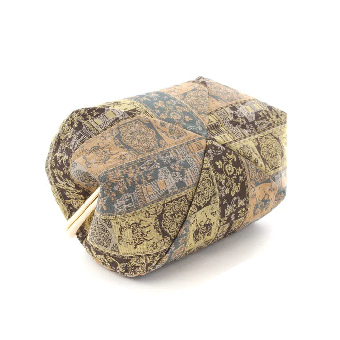 Nishijin Woven Small Pouch - Wildlife & Floral Design | Handmade in Kyoto Japan | Cosmetic Bag, Makeup Pouch, Japanese Gamaguchi Purse | Perfect for Travel Toiletry Organizer, Stationery Storage & Bag-in-Bag Organization | Ideal for Daily Use, Gift Giving & Japanese Culture Enthusiasts
