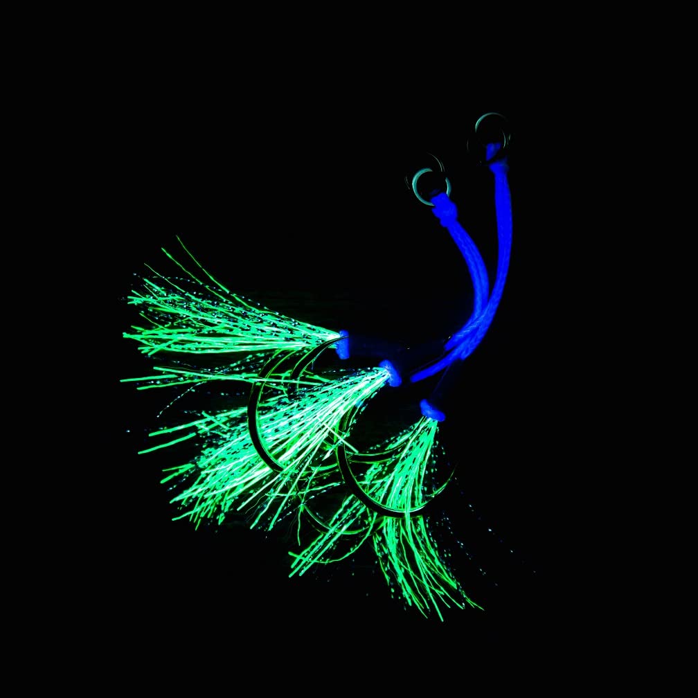 OCEAN CAT Butterfly Glow Jigging Lures - Slow & Fast Fall Saltwater Fishing Hooks (Size 2/0-6/0) for Deep Sea, Offshore & Night Fishing