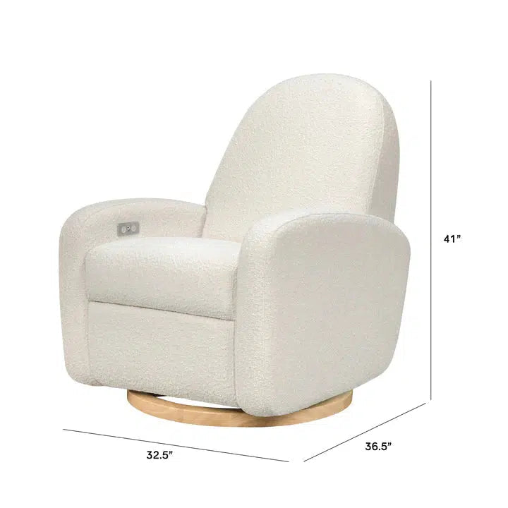 Babyletto Nami Electronic Glider & Recliner Chair - Luxe Ivory Boucle Fabric with Light Wood Base - Perfect for Nursery, Breastfeeding & Baby Comfort