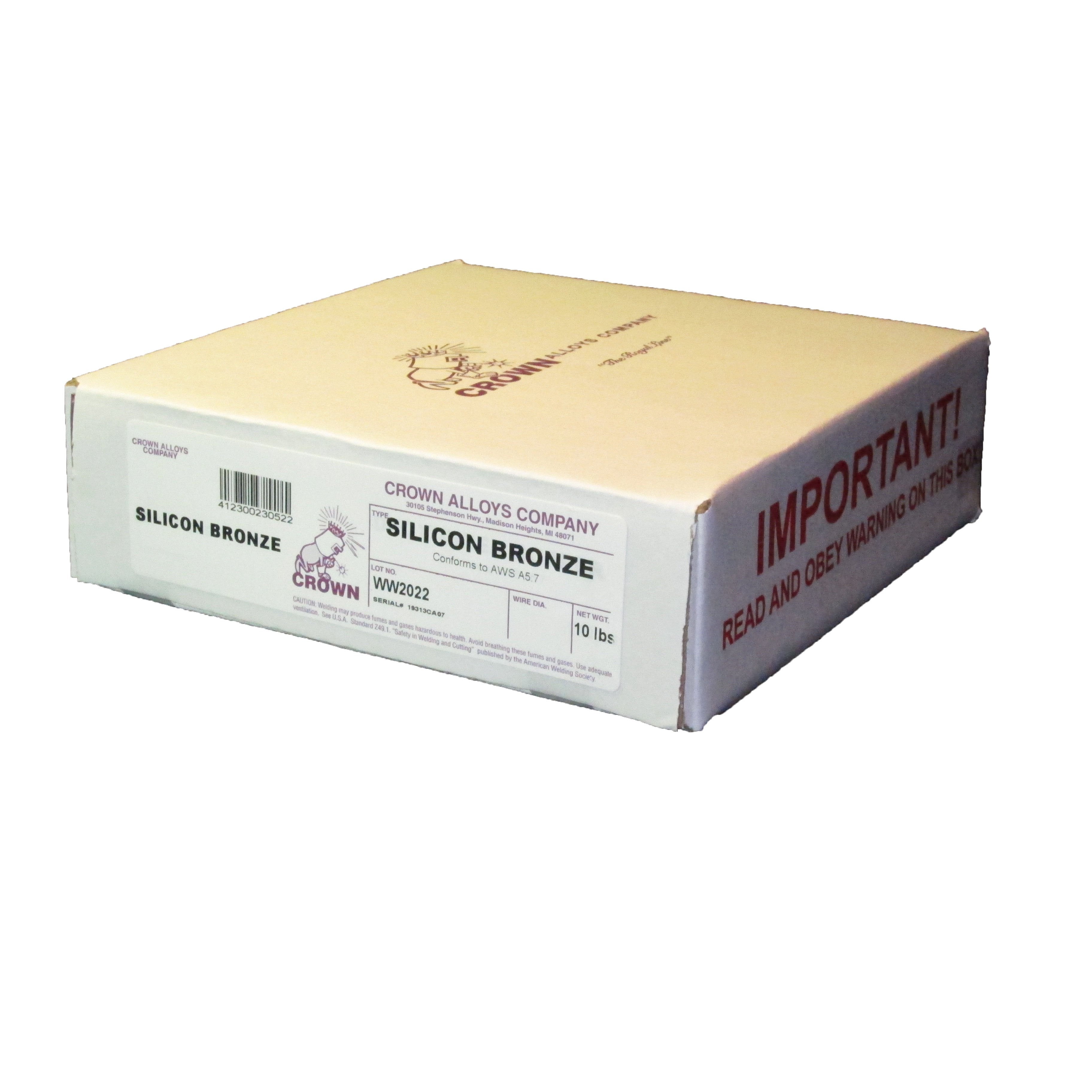 Premium SIL BRONZE .045x8 MIG Welding Wire - 10lb Spool (CSSIB/2G) by Crown Alloys - Ideal for Marine, Automotive & Industrial Welding Projects