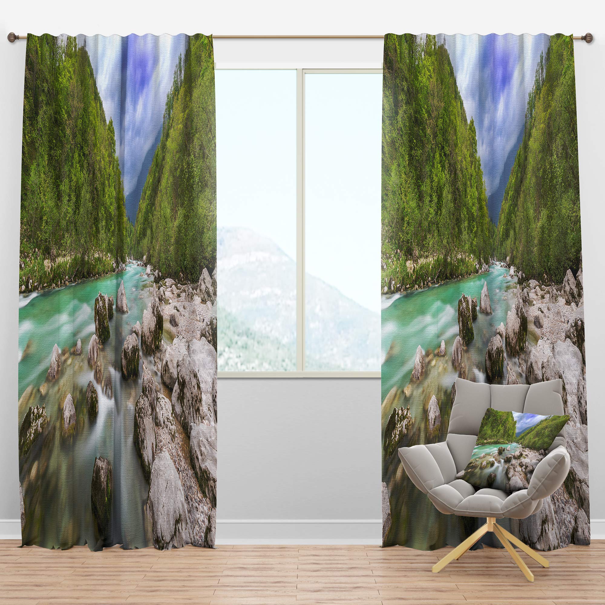 Blackout Curtains 'Slovenia Waterfall Panorama' - Thermal Insulated Single Panel (52x63 inches) for Bedroom & Living Room - Perfect for Light Blocking, Privacy & Energy Efficiency
