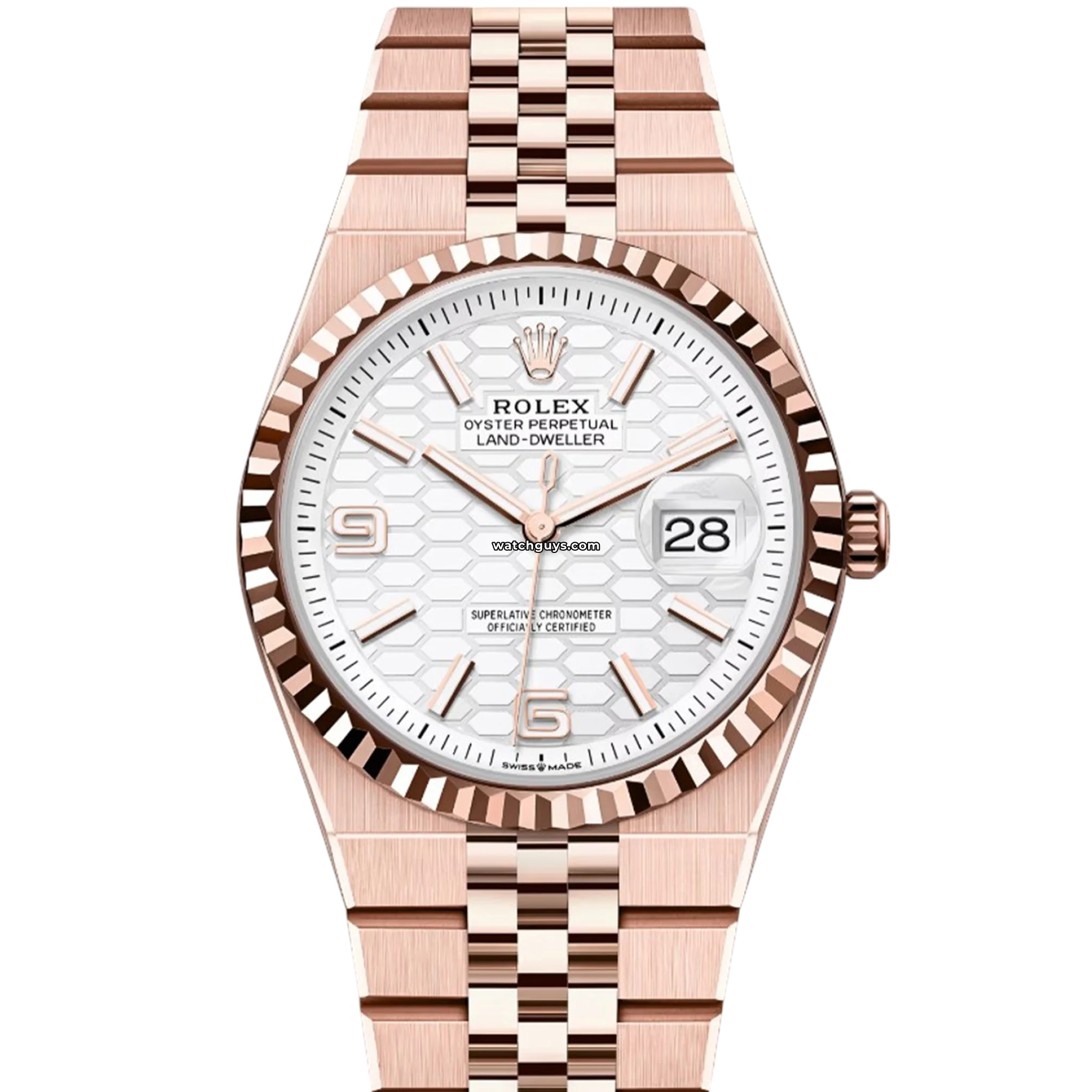 Rolex Datejust 36mm 127235 White Honeycomb Dial 18K Rose Gold Men's Watch - Luxury Dress Watch for Business & Formal Occasions