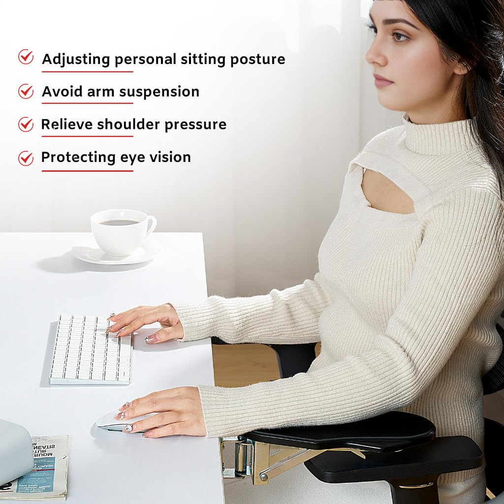 Ergonomic 180° Adjustable Rotating Computer Arm Rest for Desk - Foldable Elbow Support & Wrist Rest Shelf for Home & Office - Perfect for Typing, Gaming & Long Work Sessions