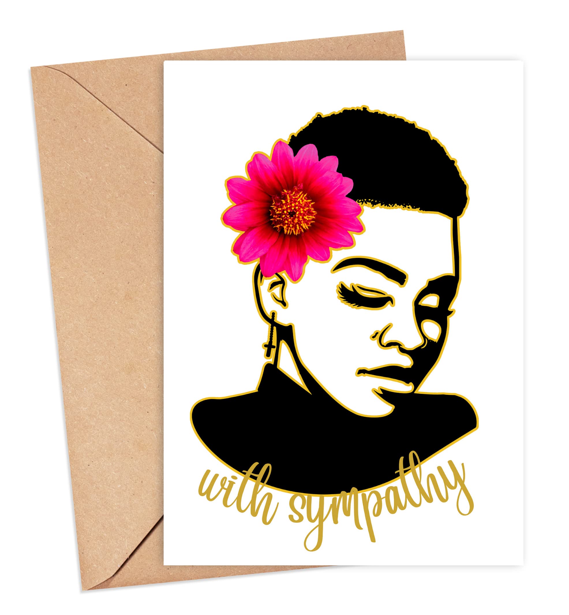 Sympathy Card with Bible Verse - African American Condolence Greeting Card, Mahogany Skin Tone Religious Encouragement Card (5x7