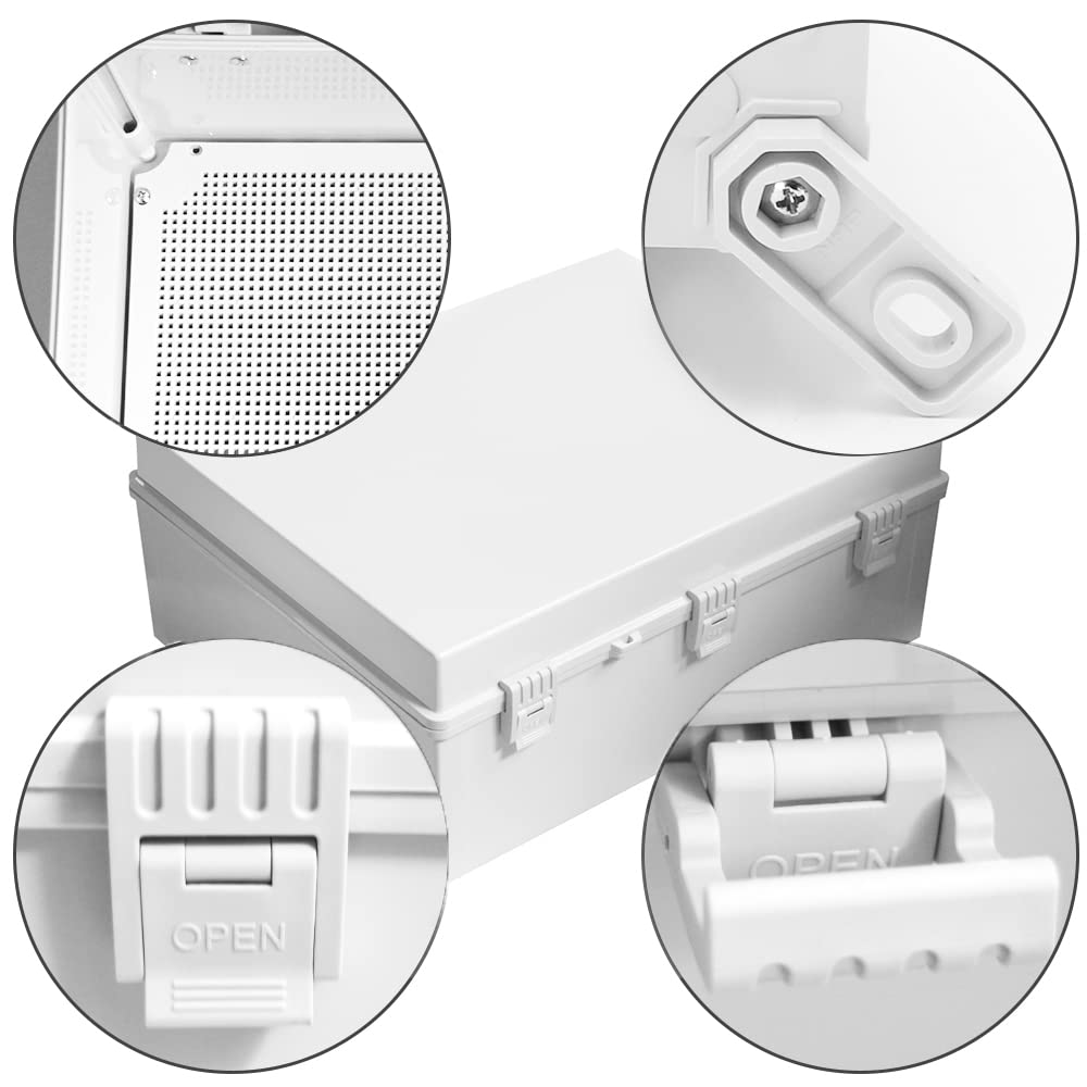 19.69 x 15.75 x 7.87 Inch Large Waterproof Outdoor Electrical Junction Box - Heavy Duty Plastic Enclosure with Cover for Electronics | Dustproof & Weatherproof Housing for Industrial, Solar Panel & Home Electrical Projects
