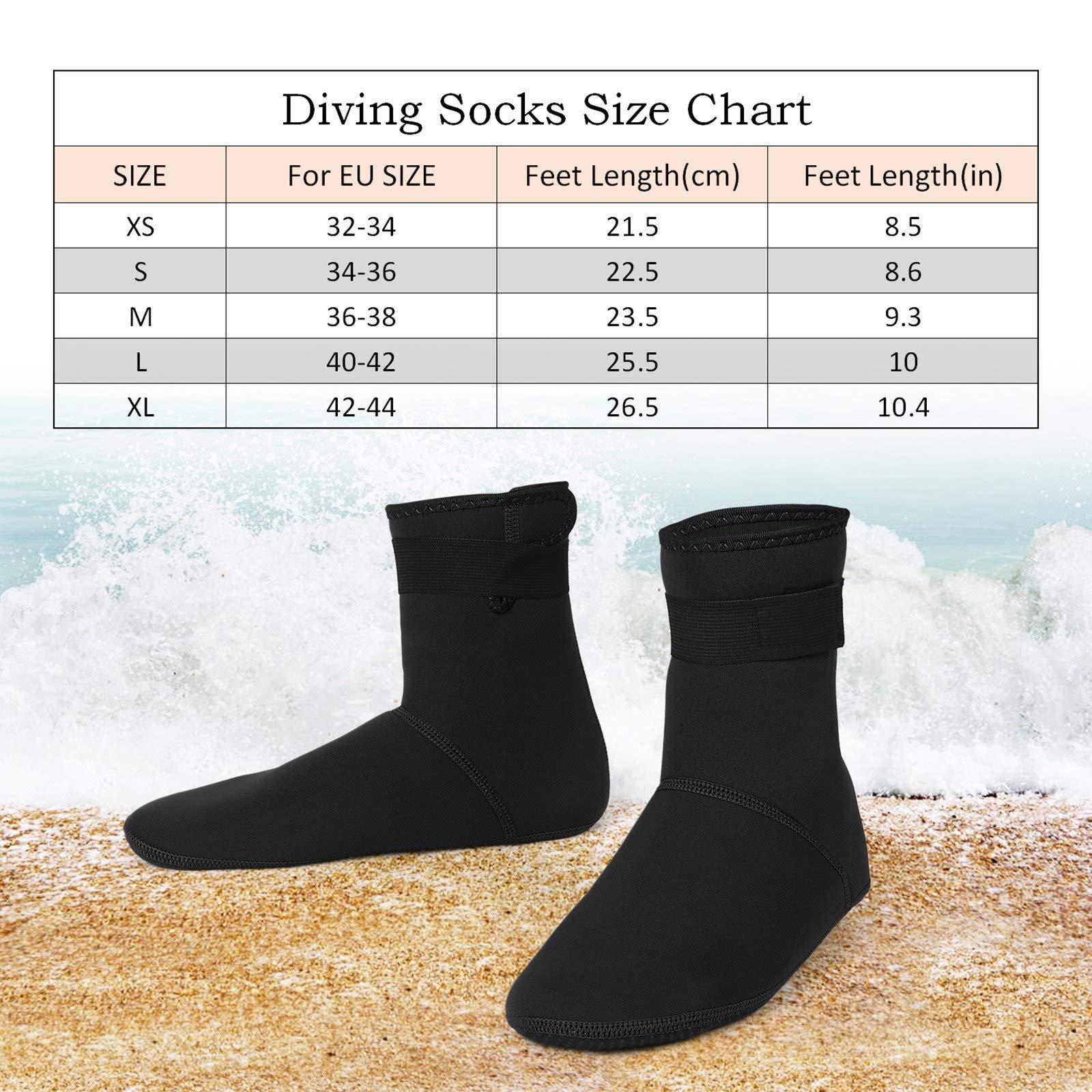 **3MM Neoprene Diving Socks for Men & Women - Warm Swim Socks for Snorkeling, Surfing, Beach Swimming & Water Sports - Ideal for Cold Water & Outdoor Activities**