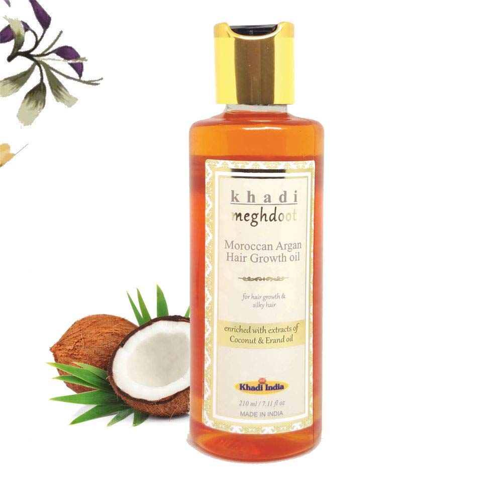 Khadi Meghdoot Moroccan Argan Hair Growth Oil 210ml - Natural Treatment for Hair Growth, Thicker & Silky Hair - Perfect for Daily Hair Care & Scalp Massage
