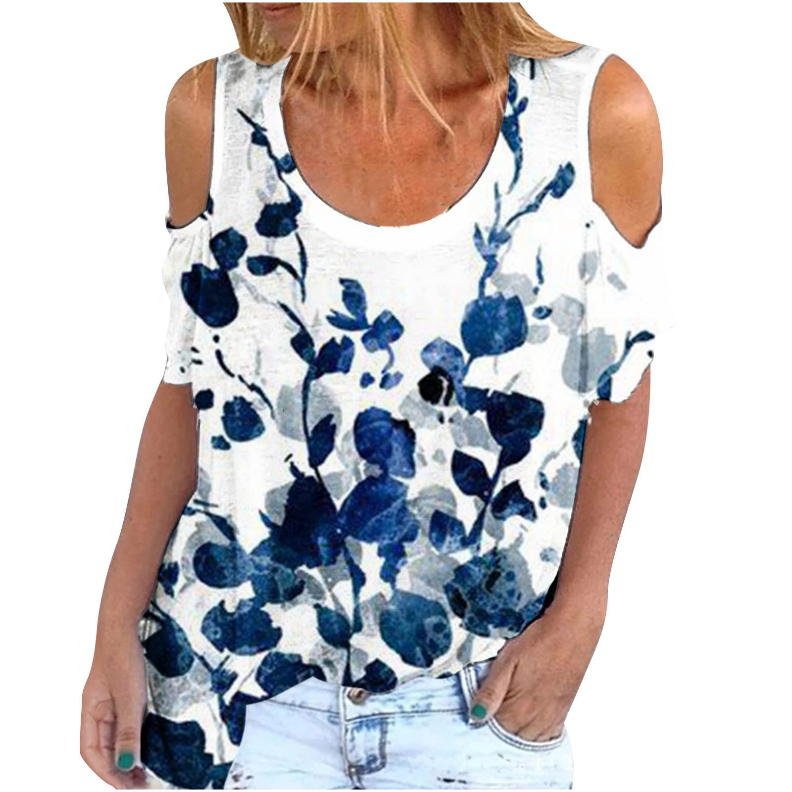 Godbay Women's 2022 Summer Casual T-Shirts - Flowy Batwing Sleeve Tunics & Dressy Short Sleeve Tops for Everyday Wear, Office & Weekend Outings