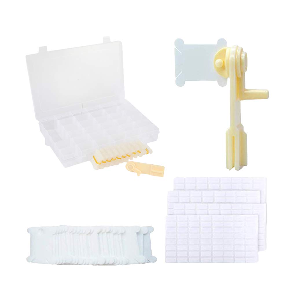 Exceart 106-Piece Embroidery Floss Organizer Box - Plastic Cross Stitch Storage Case with 100 Floss Bobbins, 1 Floss Winder & 4 Number Sticker Sheets - Perfect for Needlework, DIY Crafts & Thread Organization